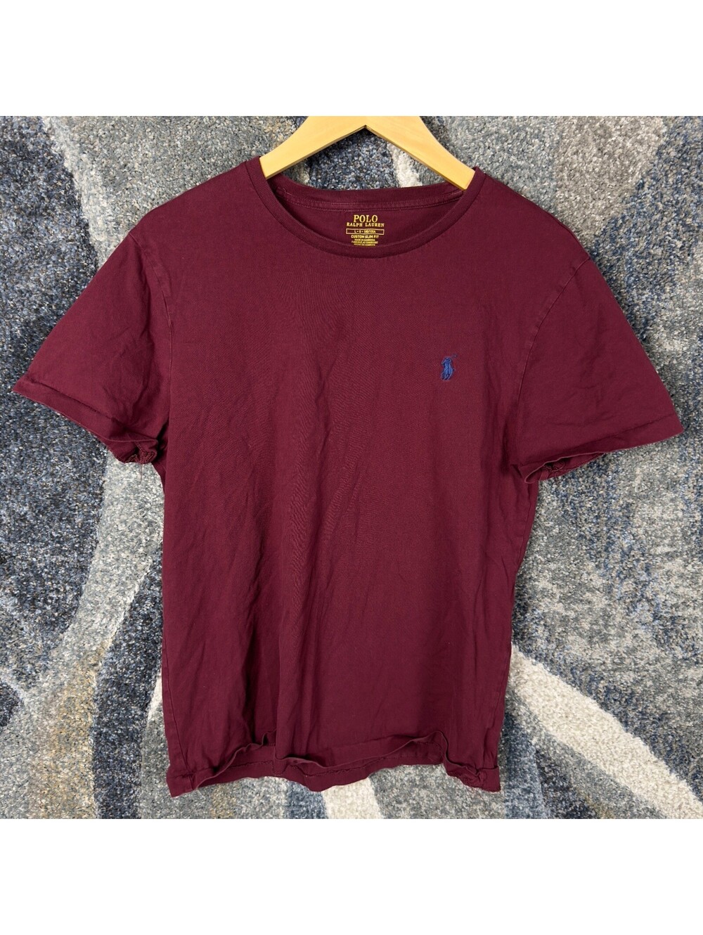 Polo Ralph Lauren T-Shirt Mens L Burgundy Custom Slim Fit